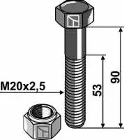 Schraube mit Sicherungsmutter - M20 - 10.9
